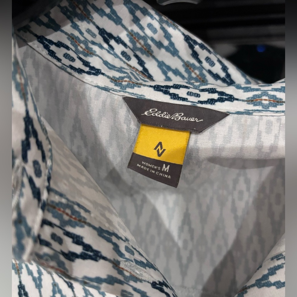 Eddie Bauer Henley Tie Waist Southwest Stretch Travel Athleisure Dress M - Picture 4 of 9